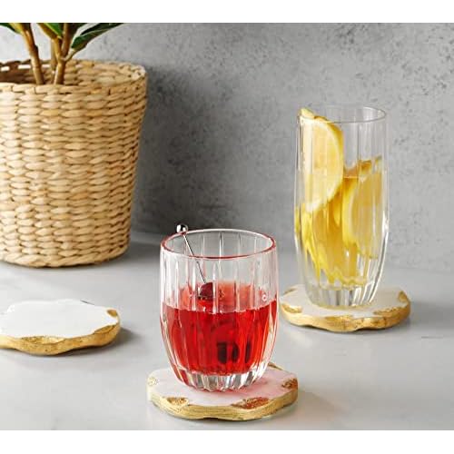 Godinger Drinking Glasses Set - 8pc Barware Set, Highball & Whiskey Glasses - 4 Highballs (12oz) and 4 Whiskey Glasses (10oz)