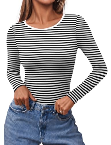 Long Sleeve Women’s Fitted Scoop Neck Shirt - Slim Basic Top