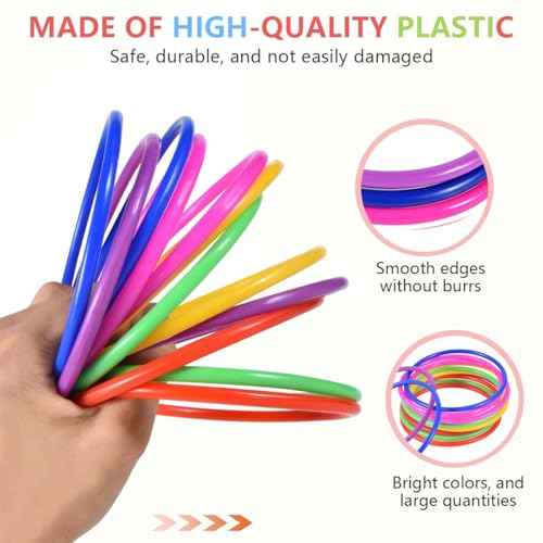 OBTANIM 12 Pcs Plastic Ring Toss Game for Kids and Outdoor Toss Rings for Speed and Agility Practice Game, Random Colors
