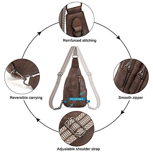 Crossbody Bag for Women Men Leather Sling Bag with Coffee Variation