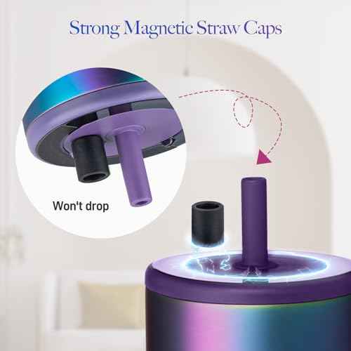 TERPINK 2 Pack Magnetic Straw Caps Compatible with Br?Mate All Era and Resa Tumblers, Silicone Straw Caps Toppers Compatible with Brumate Accessories, Straw Covers Protectors BPA Free (Black)