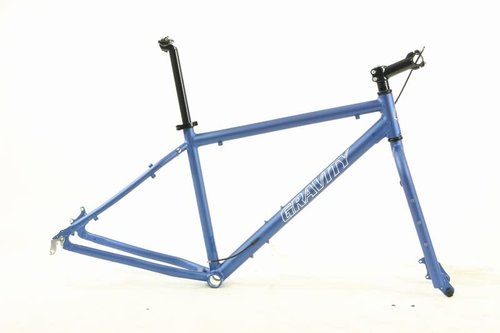 Gravity Fat Bike Frame Fork for 26 Inch Wheels with Headset Stem Seatpost and Seatpost clamp. (Matt Nautical Blue, 18" fits Most 5'10" to 6'0")