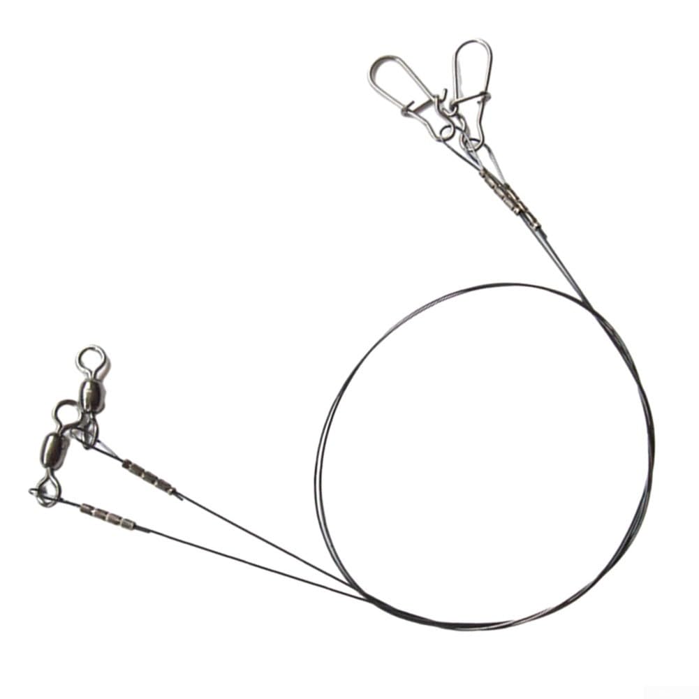 2 Pack Fishing Wire Leader Line, Titanium 7x7 Strand with Swivel Duo-Lock Snap, 30cm 14kg & 35cm 18kg Strength for Predatory Fish(30cm 14kg)