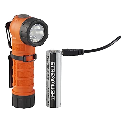 Streamlight 88837 PolyTac 90X USB 500-Lumen Multi-Fuel Right-Angle Rechargeable Flashlight, SL-B26 Battery Pack & USB Cord and Gear Keeper, Orange