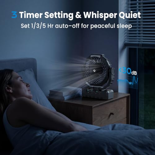 Portable Camping Fan with Light and 24000mAh Battery - 3-in-1 Rechargeable Fan for Outdoor Travel