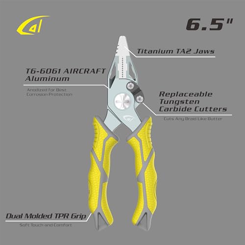 6.5-Inch Aluminum Fishing Pliers with Sheath - Saltwater & Freshwater