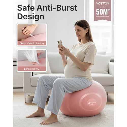 YOTTOY Anti-Burst Exercise Ball for Working Out, Yoga & Pregnancy, Extra Thick Workout Ball for Physical Therapy & Fitness