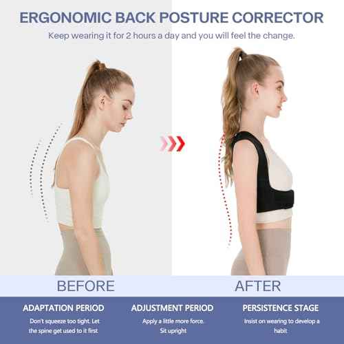 Back Brace Posture Corrector for Women and Men,Adjustable Shoulder Straightener Black(Small/Medium)