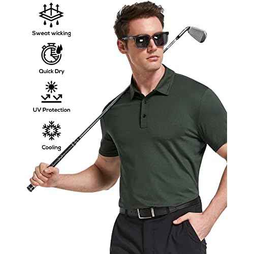TELALEO 4/5 Pack Mens Polo Shirts Quick Dry Short Sleeve Golf T Shirt Performance Moisture Wicking Casual Workout