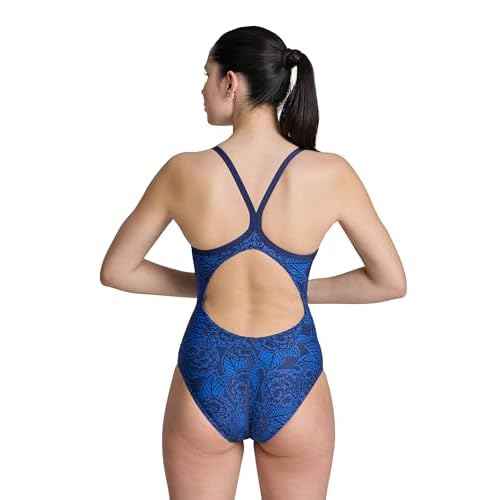 ARENA Women's Hydrangea Bouquet Lightdrop Back One Piece Swimsuit Chlorine Resistant Swimwear for Swim Competition Training