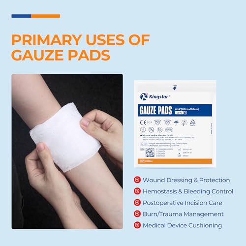 50 Pack 2x2 Inch Sterile Cotton Gauze Pads - Highly Absorbent Wound Dressings