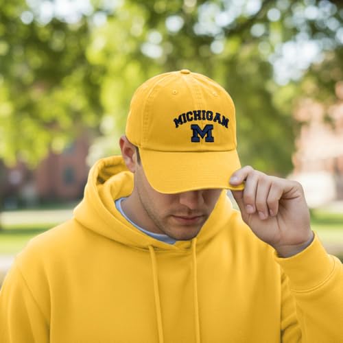 Yellow University of Michigan Embroidered Baseball Hat - Desert Cactus