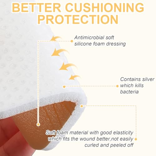 20 Pcs Silicone Foam Wound Dressings 4x4 Inch Non-Border Adhesive Sterile