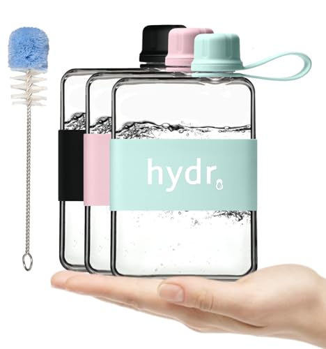 Hydr 17oz Flat Water Bottle for Travel - Lake Blue, BPA Free, Leakproof Slim Design