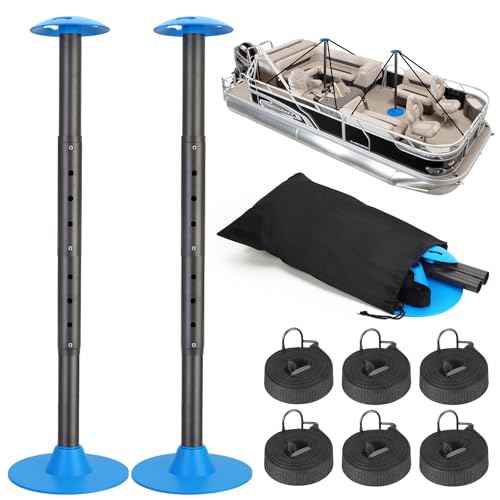 Windproof Boat Cover Support Pole System 2 Pcs with 8 Adjustable Heights Telescoping Steel Furniture Cover Support Poles 18"-57" with Straps Storage Bag