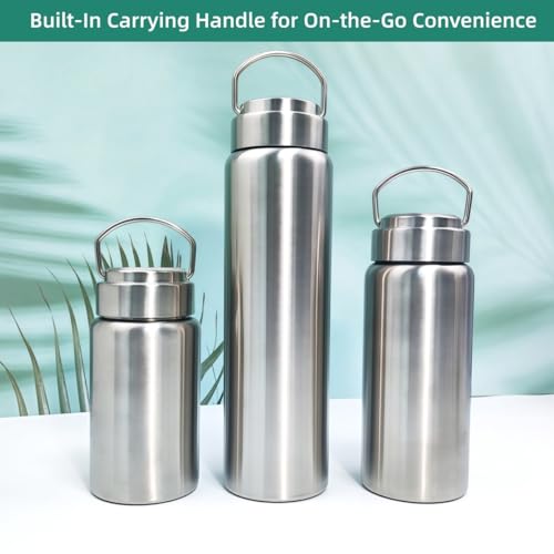 15 Oz Uninsulated Stainless Steel Water Bottle - Reusable Sports Drink Container