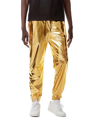 Men's Metallic Shiny Jogger Sweatpants - 70s Style Activewear