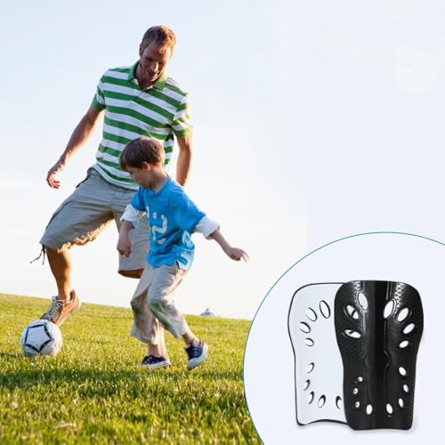 Kids Soccer Shin Guards Black & White Small Breathable Lightweight Protective Pads