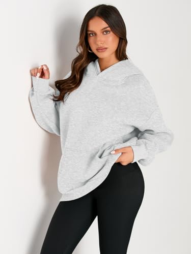 EFAN Women's Oversized Grey Fleece Hoodie Sweatshirt Medium