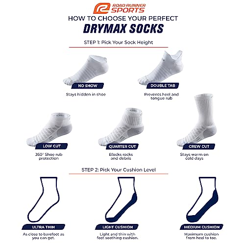 R-Gear Drymax Low Cut Running Socks - Black, Medium Cushion, Large - Moisture Control & Anti-Blister - 3 Pack