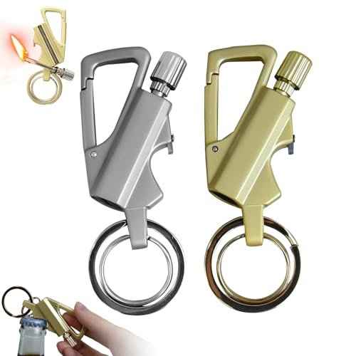 2 Pack Permanent Match Infinity Lighter, Permanent Match Infinity Lighter with Multitool Keychain Bottle Opener, Keychain Multitool for Camping & Hiking, Gift for Man