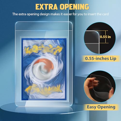SAMYUCHO 100 Pack Semi-Rigid Card Holders with 1/2-Inch Lip and 100 Penny Sleeves - Double Protection for Collectible Cards - Variation: 100pcs+100pcs