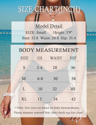 Leoparts Women's V Cut Bikini Bottoms Ruched Tummy Control High Cut Swimsuit - Black Medium