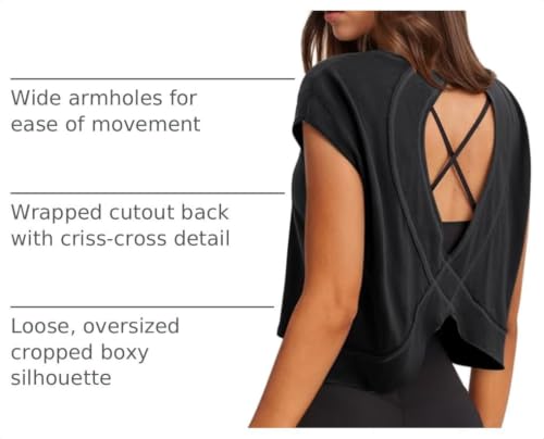 Women's Athletic Open Back Short Sleeve T-Shirt - Activewear Top