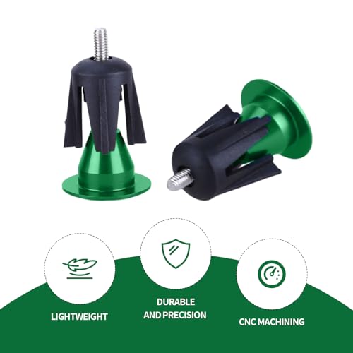 Green Aluminum Bike Handlebar End Plugs Set - Locking Expandable Bar Caps for Drop & Round Bars