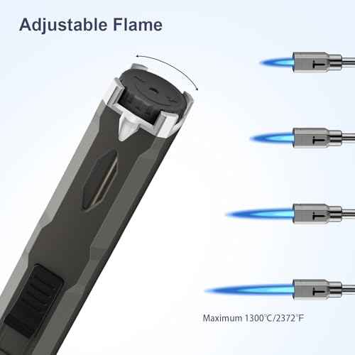 TONYFUL Butane Lighter Long Neck Torch Lighter, Jet Flame Windproof Lighter with Visual Fuel Window, Refillable Lighters for Candle, Camping, Fireplace, BBQ(Fuel Not Included)