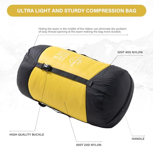 XXL Water-Resistant Compression Sack 53L Yellow Ultra Light Camping Gear