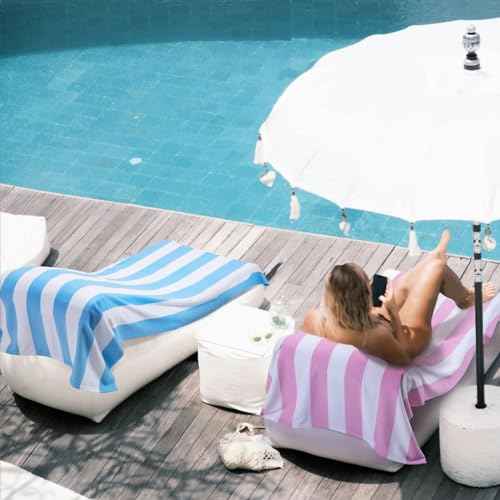 WILFA Extra Large Beach Towel - Oversized Mircofiber Beach Towel 40'' x 70'', XL Striped Lightweight Pool Towel, Big Cabana Swim Travel Towel for Adults Mens Women,Black