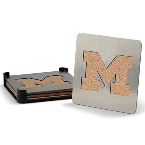 Michigan Wolverines Coaster Set - YouTheFan NCAA 4-Piece Stainless Steel Drink Coasters