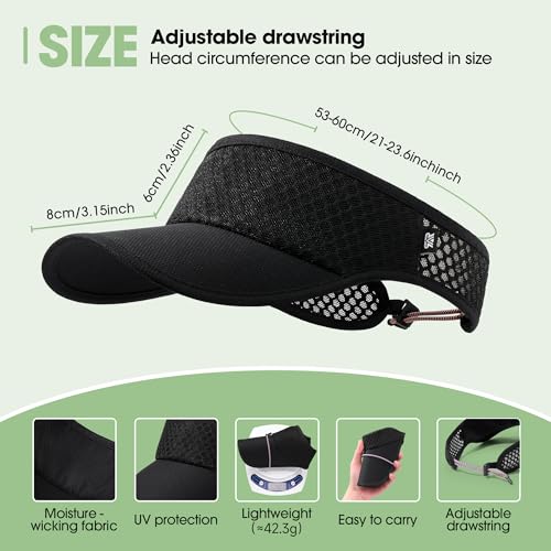 Breathable Mesh Sun Visor Lightweight Sport Hat for Men Women - Black