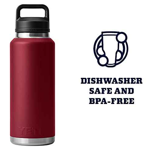 YETI Rambler 46 oz Bottle, Leakproof, Vacuum Insulated, Stainless Steel with Chug Cap, Harvest Red