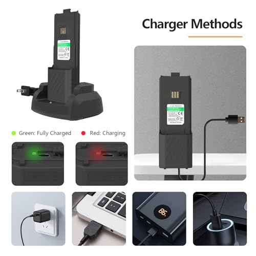 BAOFENG UV-5RM Battery 6800mAh AR-5RM Two Way Radio USB-C Charging 7.4V Extended Replacement Battery Compatible for GM-5RH/UV-5G Plus GMRS/UV-5RH Pro GPS Radio (2 Packs 6800mAh)