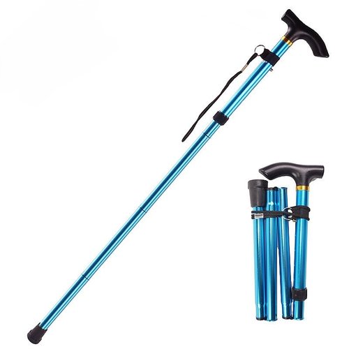 Collapsible Trekking Poles for Seniors & Hikers - 27cm Compact 5-Section Folding Walking Sticks, Adjustable 33.5"-37.4" (85-95cm) Aluminum Hiking Poles with Anti-Slip Grip & Shock Absorbing