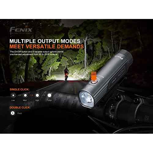 Fenix BC21R V3 1200 Lumen LED USB Rechargeable Light Weight Bike Bicycle Light, Rechargeable Battery with EdisonBright Battery Carrying case Bundle