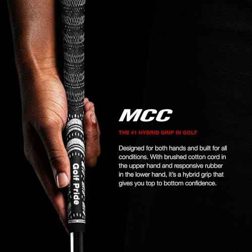 Golf Pride MCC Golf Club Grip - All-Weather Hybrid Grip - Brushed Cotton Cord & Pebbled Texture - Moisture-Wicking Technology - Red