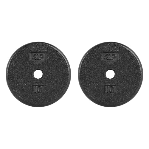 Black 10 lb Pair of Cast Iron Weight Plates for 1-Inch Barbell - Set of 2
