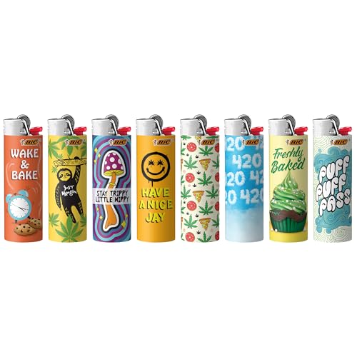 BIC Maxi Pocket Lighter, Special Edition Counterculture Series, 8 Count Pack of Lighters