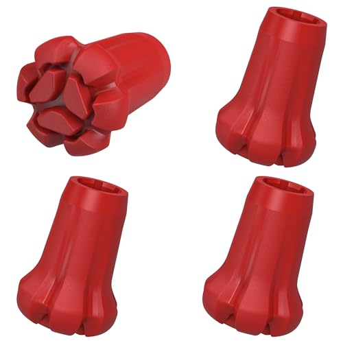 Hiking Pole Tips Set of 4 Rubber Replacement Tips for Trekking Poles