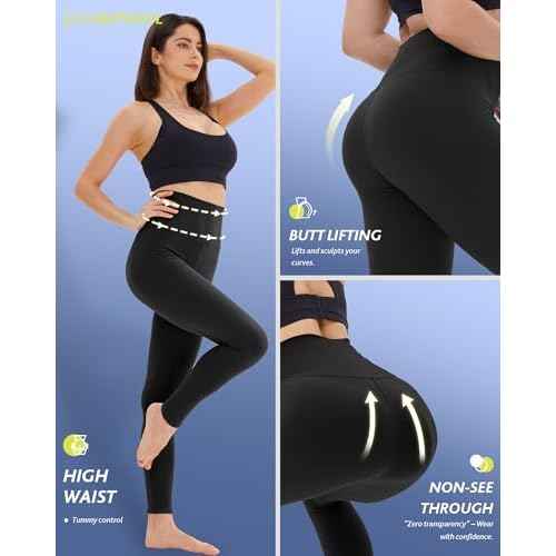 CAMPSNAIL 4 Pack Leggings for Women - High Waisted Tummy Control Yoga Pants for Workout Gym Black Leggings Plus Size Dance