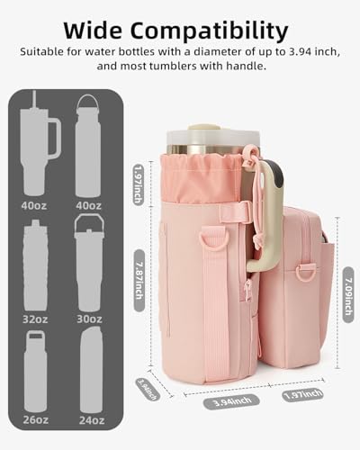 Pink Magnetic Water Bottle Holder for 30-40oz Tumbler & Cup - Fits Metal Surfaces