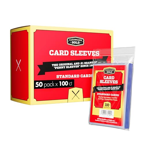 Cardboard Gold Penny Sleeves for Trading Cards - 5000 Count, Standard Size, Clear, Acid-Free, PVC-Free - Variation of 5000 Sleeves