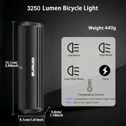 Super Bright 3250 Lumen LED Bike Light - USB Rechargeable Waterproof Bicycle Headlight, MTB Off-Road Cycling