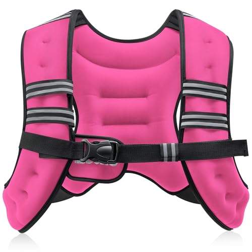 Pink 12lb Weighted Vest for Workout and Fitness - Reflective Stripe