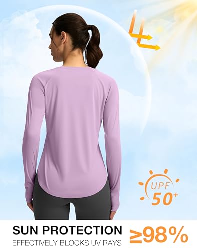 Long Sleeve Sun Protection Shirt for Women - UPF 50+ - Lilac, Large