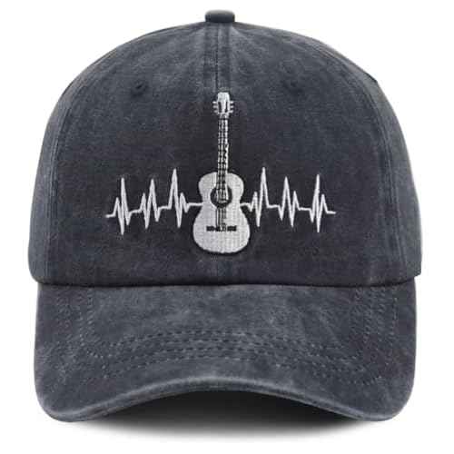 KKMKSHHG Guitar Baseball Cap for Men Women, Embroidered Adjustable Cotton Musician Hat