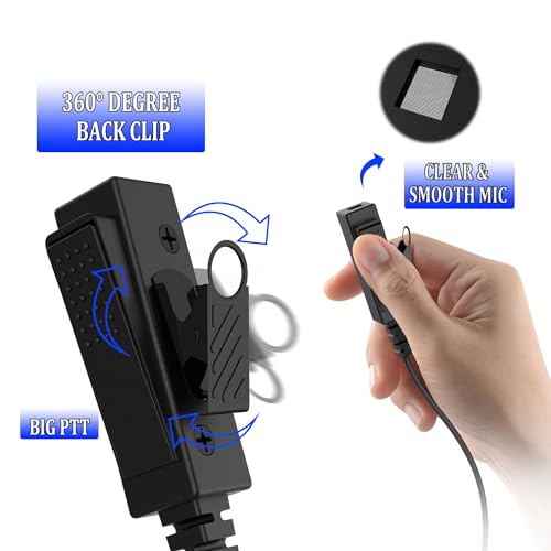 SAMCOM Acoustic Tube Earpiece Walkie Talkies, 2-Wire Air Tube Headset with Mic for Two Way Radios, Hands-Free Surveillance Radio Earpieces Compatible with FPCN10A FPCN30A, 1 Pcs
